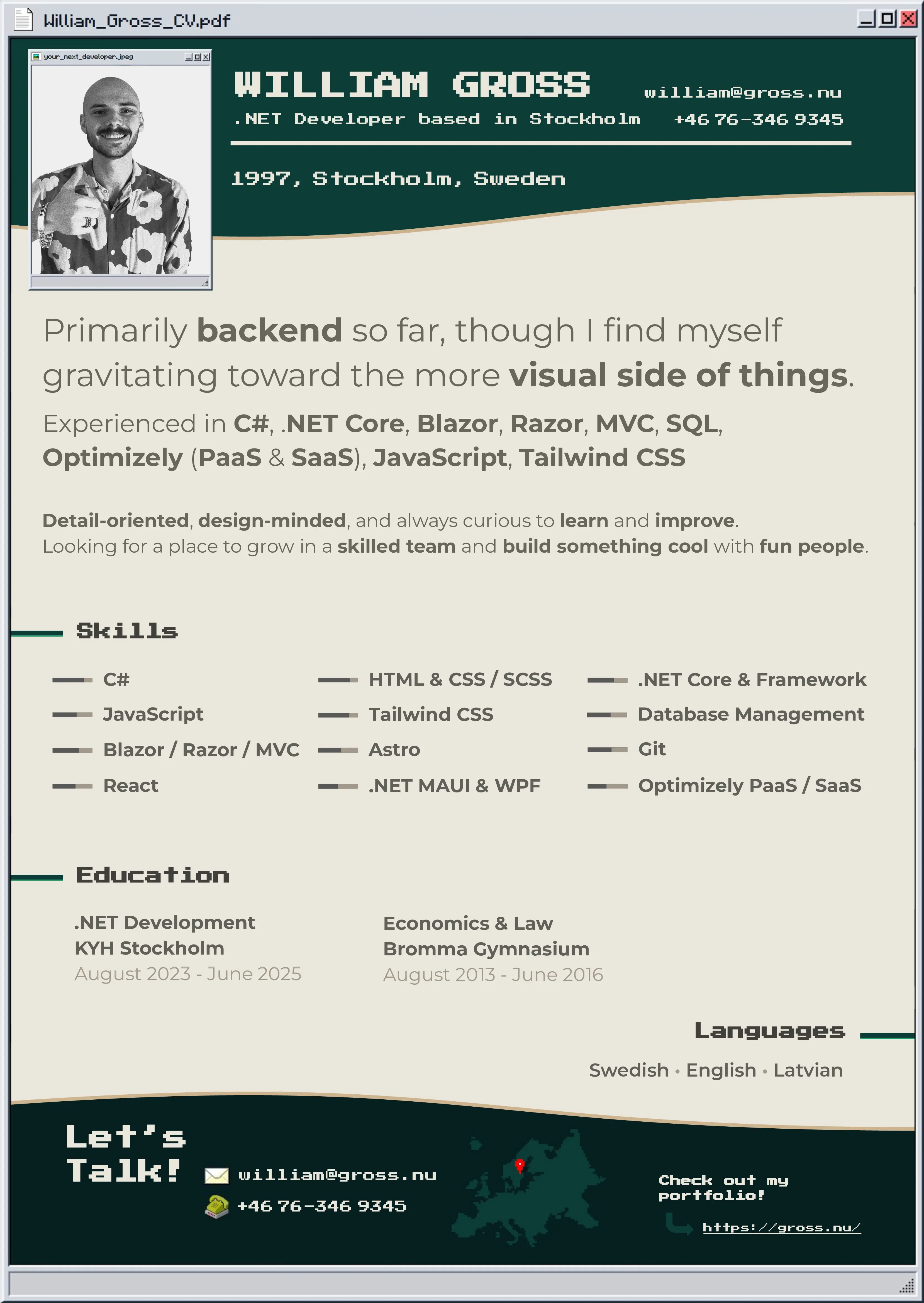 Page 1 of my CV